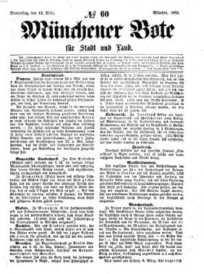 Münchener Bote für Stadt und Land Donnerstag 12. März 1863