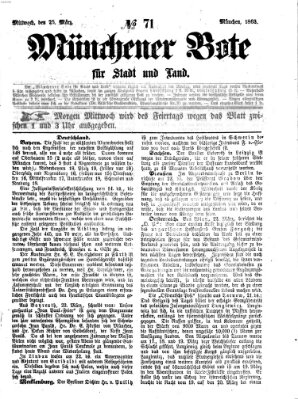 Münchener Bote für Stadt und Land Mittwoch 25. März 1863