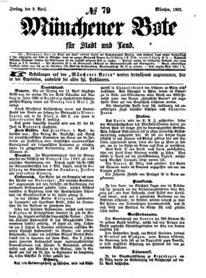 Münchener Bote für Stadt und Land Freitag 3. April 1863