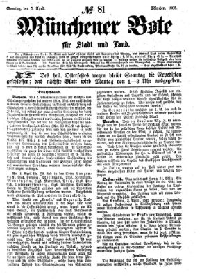 Münchener Bote für Stadt und Land Sonntag 5. April 1863