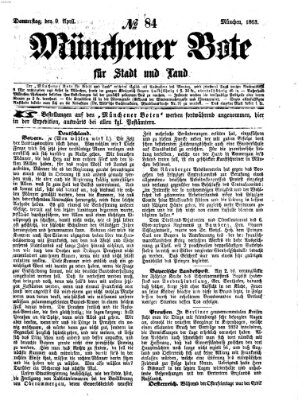 Münchener Bote für Stadt und Land Donnerstag 9. April 1863