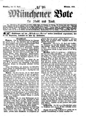 Münchener Bote für Stadt und Land Samstag 25. April 1863