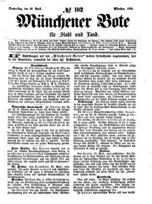 Münchener Bote für Stadt und Land Donnerstag 30. April 1863