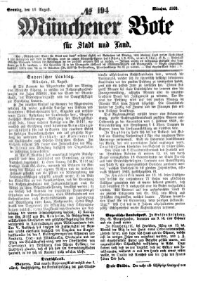 Münchener Bote für Stadt und Land Sonntag 16. August 1863