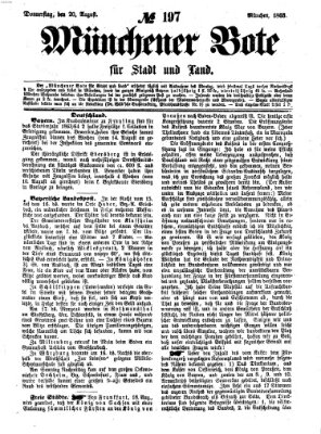 Münchener Bote für Stadt und Land Donnerstag 20. August 1863