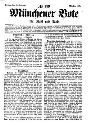 Münchener Bote für Stadt und Land Dienstag 15. September 1863