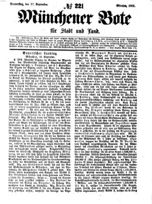 Münchener Bote für Stadt und Land Donnerstag 17. September 1863