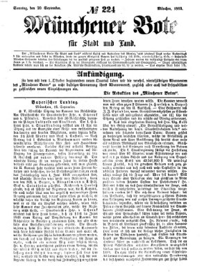 Münchener Bote für Stadt und Land Sonntag 20. September 1863