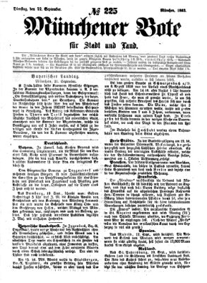 Münchener Bote für Stadt und Land Dienstag 22. September 1863