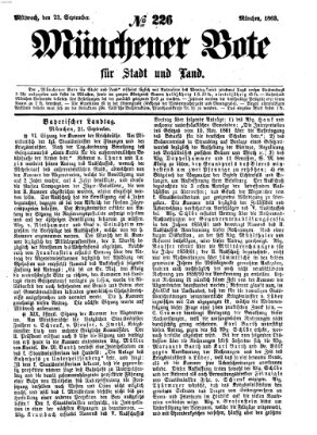 Münchener Bote für Stadt und Land Mittwoch 23. September 1863