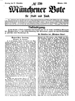 Münchener Bote für Stadt und Land Sonntag 27. September 1863