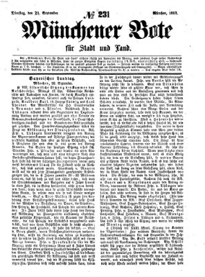 Münchener Bote für Stadt und Land Dienstag 29. September 1863