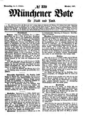 Münchener Bote für Stadt und Land Donnerstag 8. Oktober 1863