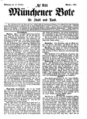 Münchener Bote für Stadt und Land Mittwoch 14. Oktober 1863