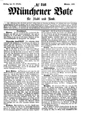 Münchener Bote für Stadt und Land Freitag 16. Oktober 1863