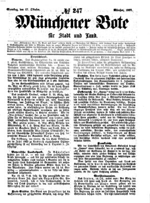 Münchener Bote für Stadt und Land Samstag 17. Oktober 1863