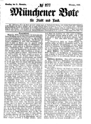 Münchener Bote für Stadt und Land Samstag 21. November 1863