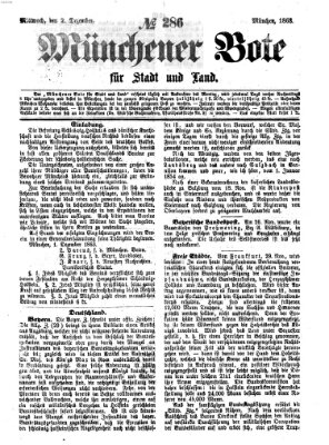 Münchener Bote für Stadt und Land Mittwoch 2. Dezember 1863