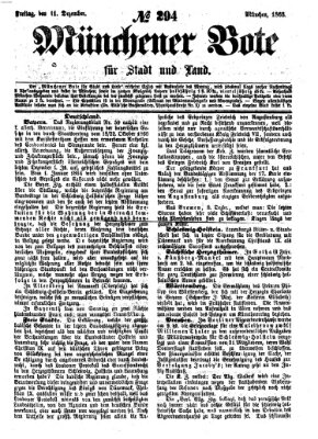 Münchener Bote für Stadt und Land Freitag 11. Dezember 1863