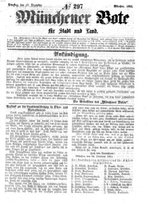 Münchener Bote für Stadt und Land Dienstag 15. Dezember 1863