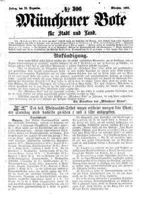 Münchener Bote für Stadt und Land Freitag 25. Dezember 1863