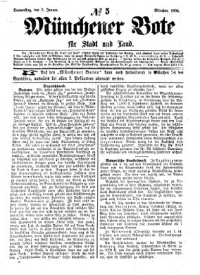 Münchener Bote für Stadt und Land Donnerstag 7. Januar 1864