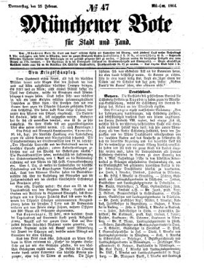 Münchener Bote für Stadt und Land Donnerstag 25. Februar 1864