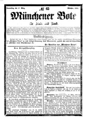 Münchener Bote für Stadt und Land Donnerstag 17. März 1864