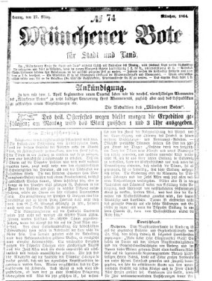 Münchener Bote für Stadt und Land Sonntag 27. März 1864