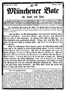 Münchener Bote für Stadt und Land Mittwoch 13. April 1864