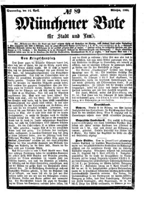 Münchener Bote für Stadt und Land Donnerstag 14. April 1864