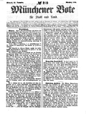 Münchener Bote für Stadt und Land Mittwoch 14. September 1864