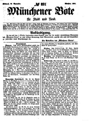 Münchener Bote für Stadt und Land Mittwoch 28. September 1864