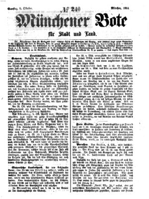 Münchener Bote für Stadt und Land Samstag 8. Oktober 1864