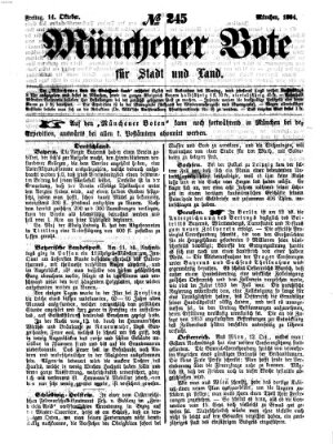 Münchener Bote für Stadt und Land Freitag 14. Oktober 1864