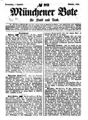 Münchener Bote für Stadt und Land Donnerstag 1. Dezember 1864