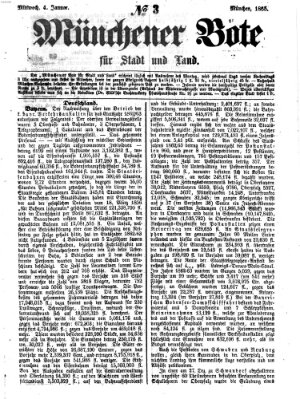 Münchener Bote für Stadt und Land Mittwoch 4. Januar 1865