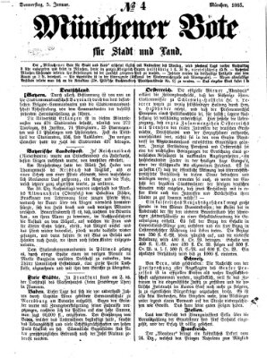 Münchener Bote für Stadt und Land Donnerstag 5. Januar 1865