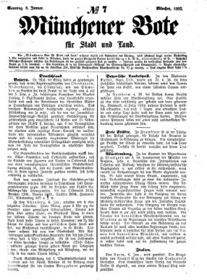 Münchener Bote für Stadt und Land Sonntag 8. Januar 1865