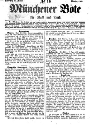 Münchener Bote für Stadt und Land Donnerstag 12. Januar 1865