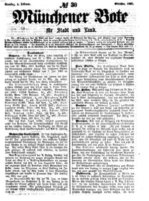 Münchener Bote für Stadt und Land Samstag 4. Februar 1865