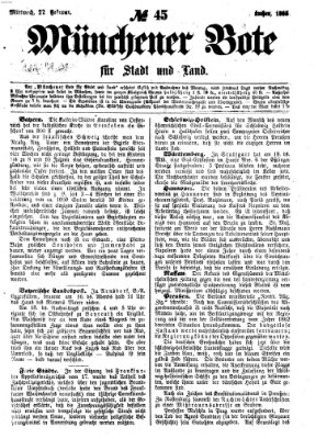 Münchener Bote für Stadt und Land Mittwoch 22. Februar 1865