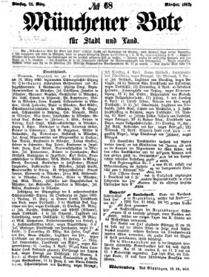 Münchener Bote für Stadt und Land Dienstag 21. März 1865