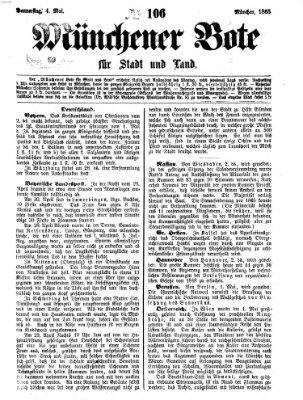 Münchener Bote für Stadt und Land Donnerstag 4. Mai 1865