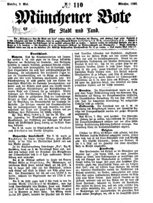 Münchener Bote für Stadt und Land Dienstag 9. Mai 1865