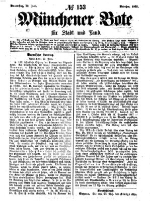 Münchener Bote für Stadt und Land Donnerstag 29. Juni 1865