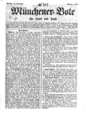 Münchener Bote für Stadt und Land Dienstag 12. September 1865