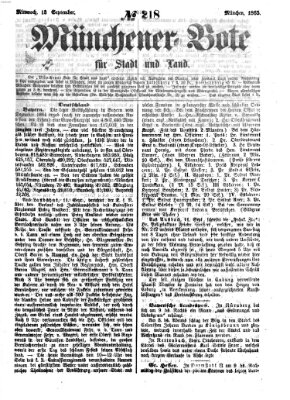 Münchener Bote für Stadt und Land Mittwoch 13. September 1865