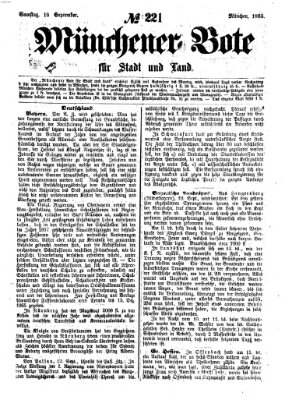 Münchener Bote für Stadt und Land Samstag 16. September 1865