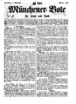 Münchener Bote für Stadt und Land Donnerstag 21. September 1865